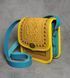 Жіноча шкіряна сумка ручної роботи з тисненим орнаментом &laquo;Дубок&raquo;, жовто-м'ятна сумка з металом з натуральної шкіри, 20*21*8 см LOD-2[yellow+mint] фото 1